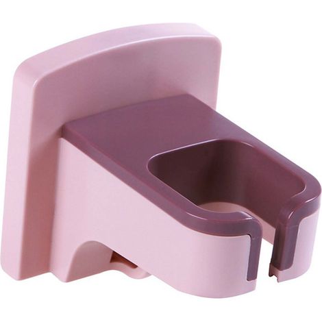 Sèche-cheveux mural sans perçage, support adhésif pour salle de bain, rose, fixation auto-collante pour WC (1/5)