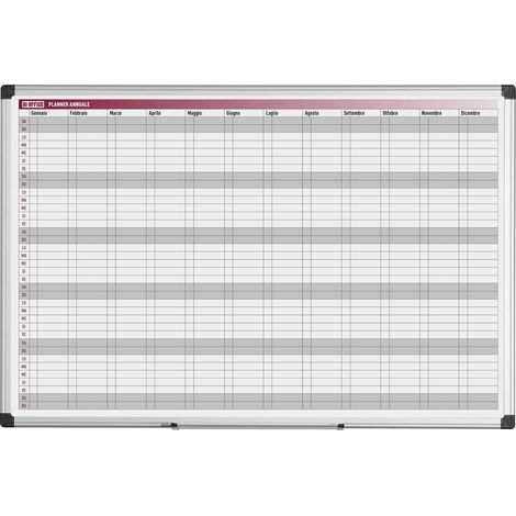 Bi-Office Planner Annuale 52 Settimane, In Italiano, Lavagna Magnetica Per Planning Annuale Cancellabile A Secco, 90 x 60 cm (1/2)