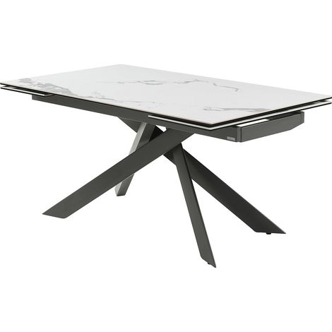Tavolo da pranzo allungabile 6-10 coperti in ceramica e Metallo Bianco e Antracite - COREMA di PASCAL MORABITO (1/4)
