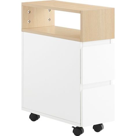 SoBuy Bedside Table With 2 Drawers Wood 50x20x61cm Minimalist FBT155-WN