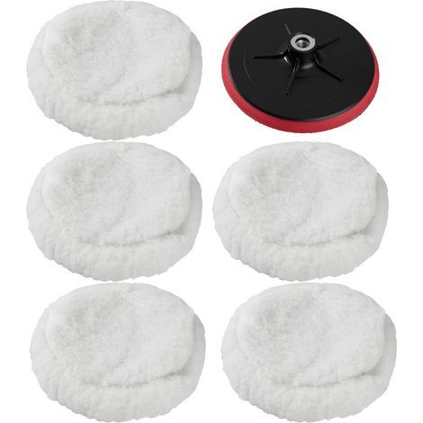 ALLIANDISLot de 5 peaux de polissage 220 mm – 1 disque de polissage 180 mm M14 – Pour vernis anti-rayures – Finition professionnelle (1/3)