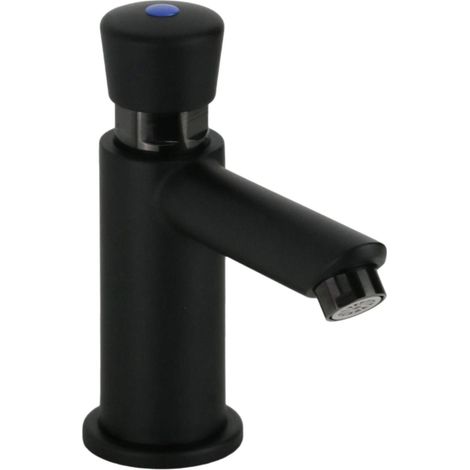 Robinet lavabo monocommande avec minuterie 8-12 secondes couleur noir mat avec commande par bouton-poussoir MCM 908001-NERO-MATT Noir mat