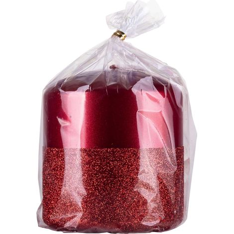 Bougie, colonne en onyx, bougie paraffine, 80 x 90 mm, rouge, pour décoration, 45 heures de combustion, bougie décorative, 1 pièce (1/5)