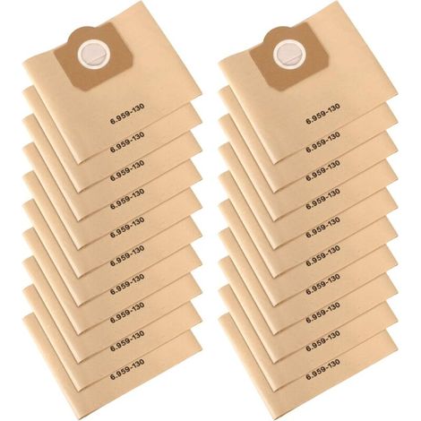 Staubsaugerbeutel, 20er-Packung, Papierfilterbeutel, kompatibel mit Kärcher Modellen 6.959-130.0 WD3/WD3P/MV3/A2204/A2534/SE 4001/SE 4002-AquaForge (1/5)
