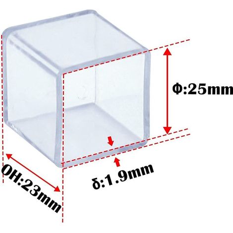 QAZQA Lot de 16 Protections de Sol pour Pieds de Meubles, 25 x 25 mm, 2,5 x 2,5 cm, Anti-Rayures, en PVC, Carrées, Transparentes
