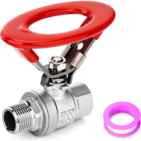 Vanne à bille 1/4" BSP femelle x 1/4" BSP mâle, vanne à bille à passage intégral en acier inoxydable 304 avec poignée ronde et interrupteur d'arrêt, 1000 WOG pour l'eau, l'huile et le gaz (1/5)