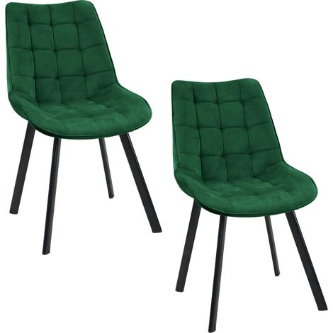 Esszimmerstühle mit Samt 2er Set AKORD SJ.22 Gepolsterter Gesteppter Stuhl aus Velours in Flaschengrün (1/4)