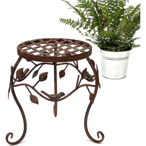 DanDiBo Tabouret de fleur Métal Marron 25 cm Support de fleur 93992 S Colonne de fleur Antique Support de plante Tabouret de plante