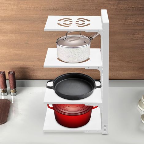4-Tier Single-Sided Pot Rack Organizer - Countertop Pan Stand Rack & Lid Holder, Space-Saving Kitchen Storage Solution 272353cm (1/5)