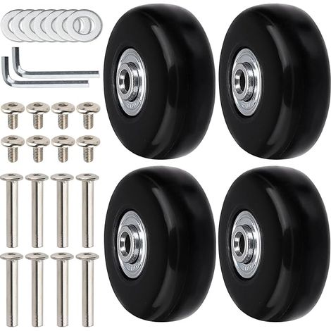 Lot de 4 roulettes de rechange en caoutchouc pour valise, 50 mm x 18 mm, pivotantes, silencieuses, universelles, pour valises, chariots, rollers (1/5)
