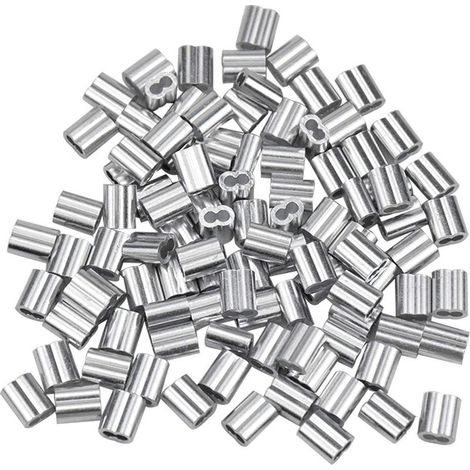 Lot de 100 manchons en aluminium – Ferrules pour câbles métalliques 1,5 mm – Clip à sertir avec double embouts – Résistant à l'usure (1/5)