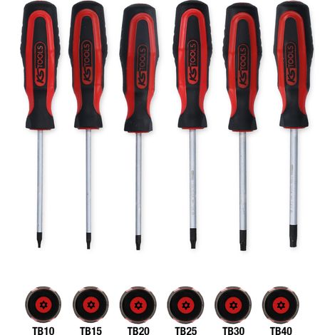 KS Tools ERGOTORQUEplus Schraubendreher-Satz, 6-tlg., TX mit Bohrung (1/4)