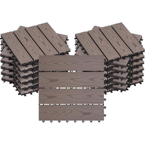WOLTU Losetas Para Suelo Exterior Wpc (22 Paneles, 2 M², Marrón)