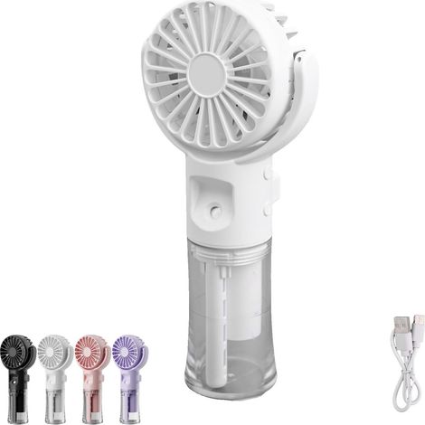 Mini ventilateur brumisateur portable, ventilateur de poche rechargeable par USB (blanc) (1/5)