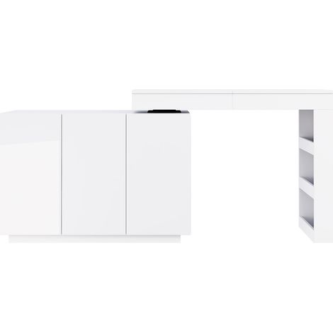 Toeletta girevole a L con LED, bianco lucido, 100 x 40 x 80 cm, HOMVRA (1/5)