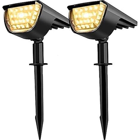 Spot solaire extérieur,lampes solaires de jardin,32 lampes solaires étanches Led Ip65,3 niveaux de luminosité,pour jardin,paysage extérieur,allée de jardin (pack de 2 blanc chaud) (1/4)