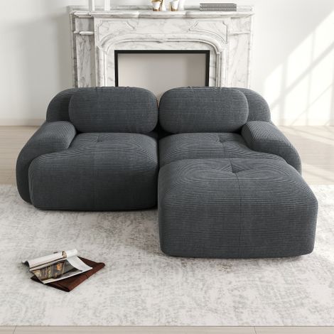 Divano angolare in morbido tessuto di velluto a coste, divano senza struttura, design modulare con braccioli curvi, non richiede montaggio, imbottitura in schiuma altamente elastica per soggiorni, zon (1/5)