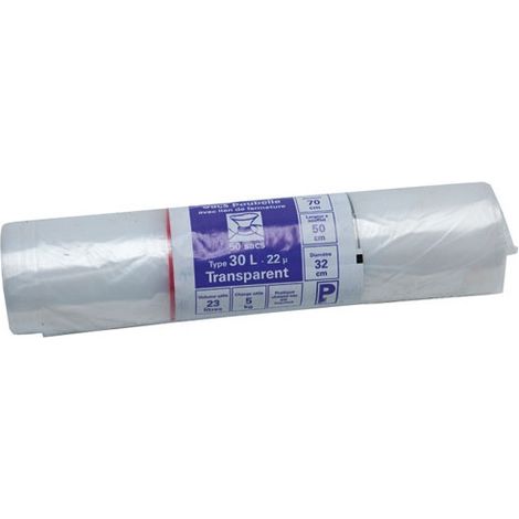 Transparenter Abfallsack - 30 L - 22 Mikron - X50 - Sphere