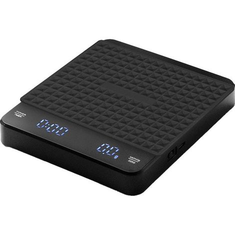 Balanza digital para café con temporizador, pantalla LED, batería integrada, capacidad máxima de 3 kg, precisión de pesaje de 0,1 g, mediciones en oz/ml/g, ideal para café de filtro y café de goteo.