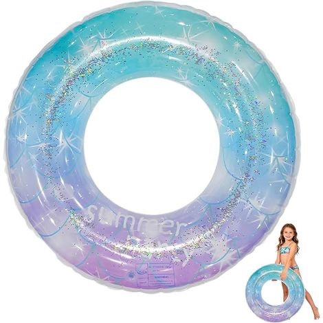 Bouée gonflable à imprimé ciel étoilé et paillettes, taille 60, pour adultes et enfants, pour la plage, les activités de plein air et les fêtes aquatiques.-AquaForge (1/4)