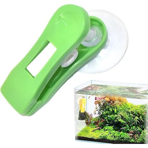 Pince à ventouse pour aquarium - Clip d'alimentation pour algues - Support pour algues - Avec ventouse - Clip d'alimentation pour légumes - Pour aquarium - Couleur aléatoire (1/5)