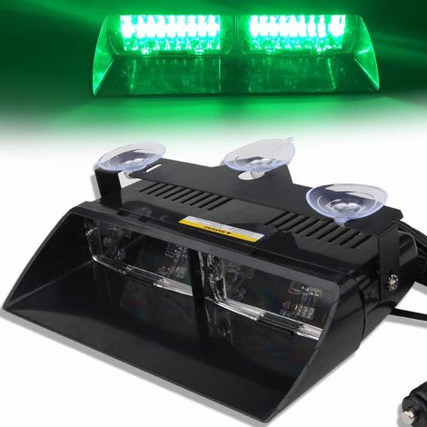 Einteiliges Set aus 16 LED-Notleuchten mit blinkenden Blinkern und 12-V-Saugnapf zur Verwendung auf dem Dach/Armaturenbrett/der Windschutzscheibe (grün). (1/5)