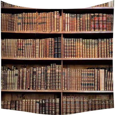 Tapisserie murale vintage représentant une bibliothèque, style bohème hippie, imprimée, idéale pour une chambre ou un dortoir, compatible avec les meubles Poaug. (1/5)