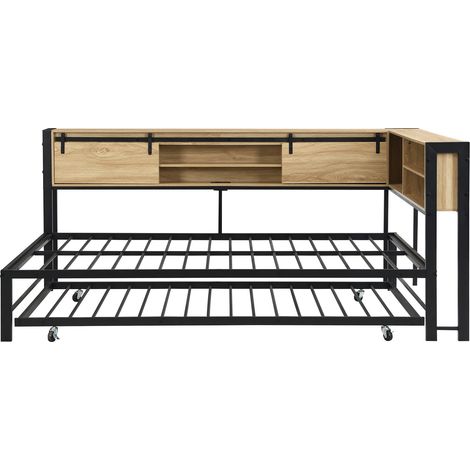 Letto in metallo 120 x 200 cm con letto estraibile 90 x 190 cm e contenitore (1/5)