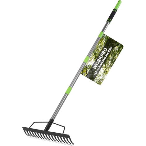 Heavy Duty Rake 165 cm Garden Rake 17 Teeth Steel Garden Tool with Adjustable Handle and Removable for Soil, Leaves, Lawns (1/5)