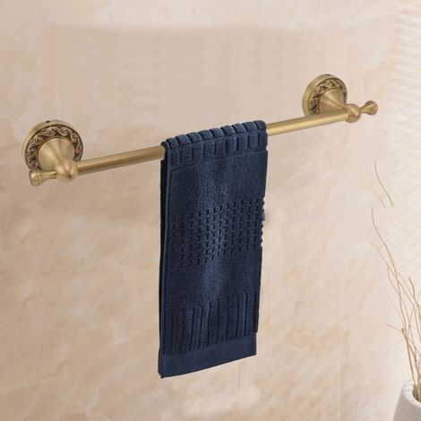 Porte-serviettes tout cuivre, barre simple, porte-serviettes de salle de bain de style européen, tringle de suspension, étagère de rangement pour salle de bain, style antique. (1/5)