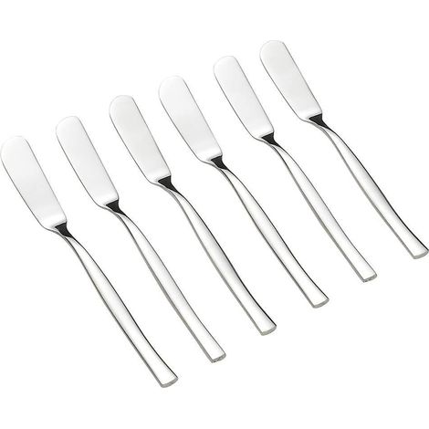 Set of 6 butter knives, rustproof, table knives, heavy-duty butter knives, stainless steel dining knife, meat cutlery (1/5)