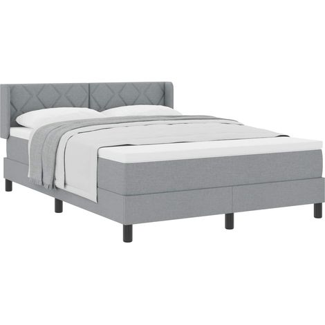 Maison Exclusive - Lit à ressorts avec tête de lit Gris clair 200 x 160 cm tissu (1/5)