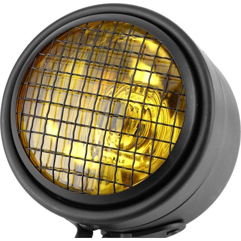 Universeller 35-W-Retro-Motorradscheinwerfer mit schwarzem Gitter und gelbem Licht (1/5)