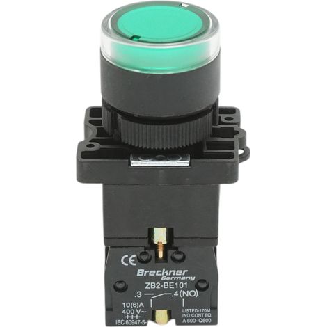 Pulsante indicatore LED verde con resistenza integrata 1NO, 24V LAY5 Breckner Germany (1/5)