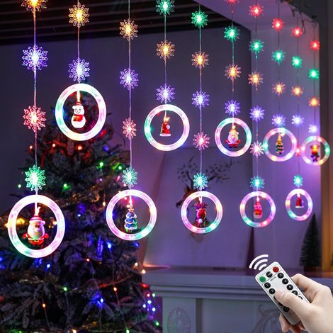Guirlande lumineuse LED de 3 m pour l'extérieur et l'intérieur, rideau lumineux de Noël USB avec télécommande, étanche IP44, lumière colorée (1/5)