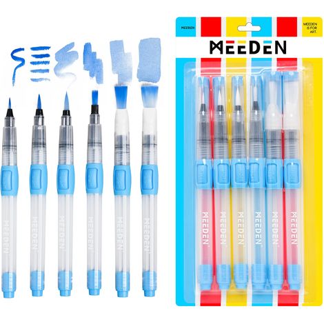 Lot de 6 Pinceau Aquarelle Reserve d'eau, Pinceau Aquarelle, Pinceaux à Peinture Aquarelle avec Brosse en Nylon Doux, Marqueurs de Peinture à Base d'eau (1/5)