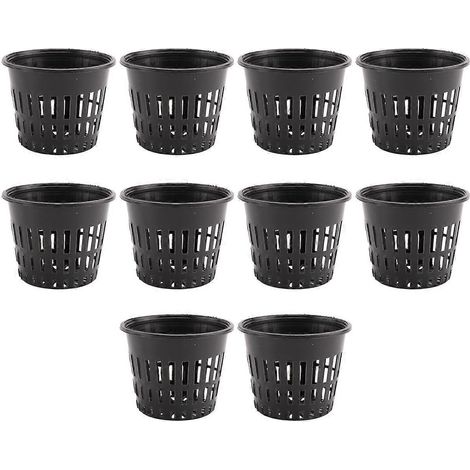 Lot de 10 paniers de plantation hydroponiques en filet de 7,6 cm (3 pouces) - Noir (1/5)
