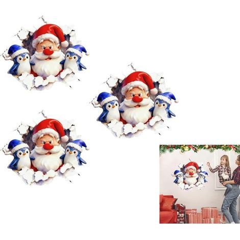 Creative Santa Claus WALL STICKERS  Funny Santa Claus Walking Through Walls - Christmas Decor