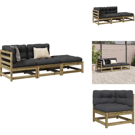 Salon de jardin 3 pcs avec coussins bois de pin imprégné - Ensemble Salon De Jardin - Salon De Jardin Extérieur - Meuble De Jardin - Mobilier De Jardin - Canapé D'extérieur (1/5)