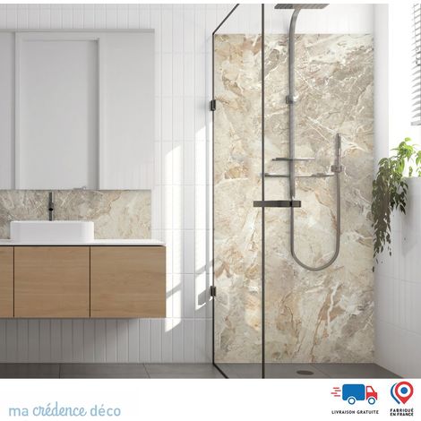 Panneau de douche : Marbre de Moncalvo - Couleur Beige ivoire - Alu composite - 90 - 245 (1/3)