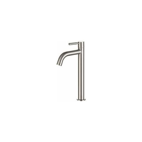 Robinet simple de lavabo en acier inoxydable – Levier unique – Hauteur 30 cm – Hauteur sous bec 21,5 cm – Installation facile (1/5)