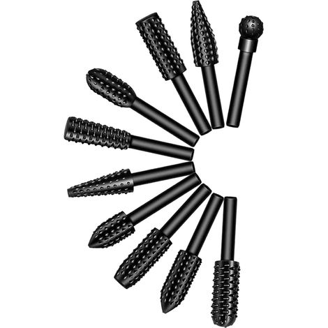 Lot de 10 râpes à bois 1/4" - Tige de 1/4" - Pour le travail du bois, la gravure et le perçage (1/5)