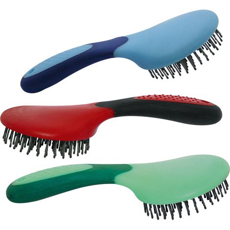 Spazzola tonda bicolore per coda e criniera con denti fini