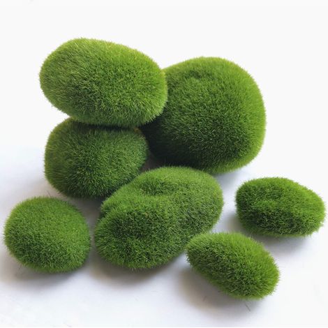 Tailles Assorties de Mousse, Morceaux de Fausses Pierres, Boules Vertes Artificielles, Artificielle Herbe Mousse Pierres, Vert Mousse Boules pour Vivarium/Vases/Jardin Féerique (1/5)