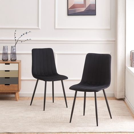 Chaise rembourrée IRIS en velours noir matelassé (1/5)
