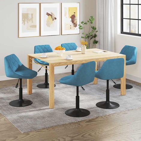 Chaises pivotantes à manger lot de 6-Chaises de Salle à Manger-Chaise de cuisine bleu velours 867824 (1/5)