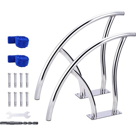 Pool Handlauf 76x76 cm – 304 Edelstahl – 385 kg Belastbarkeit – Nylongriff rutschfest – Für Bad, Pool, Whirlpool – Für Senioren, Kinder, Erwachsene