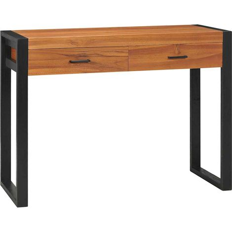 Bureau avec 2 tiroirs Bureau informatique - Table d'ordinateur 100x40x75 cm Bois de teck recyclé BV169248 - BonneVie (1/5)