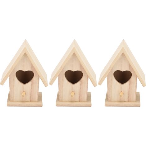 Lot de 3 nichoirs suspendus en bois en forme de cœur pour décoration de jardin à faire soi-même (1/5)