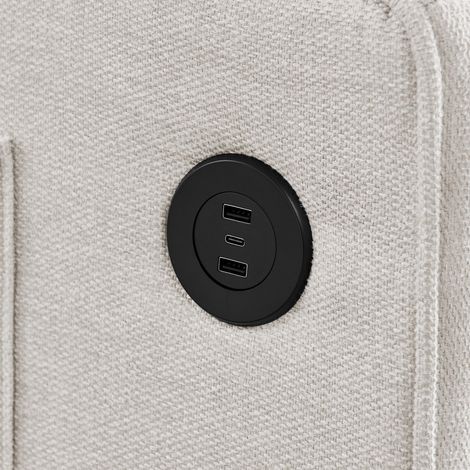 Canapé-lit 3-en-1 avec ports USB/Type-C, sofa convertible 190cm, repose-boissons en acier inoxydable, dossier réglable sur 3 positions, rangements latéraux. Parfait pour petits espaces et invités. (1/5)